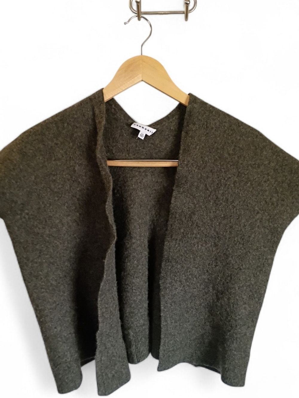 Aritzia Community Olive Green Open-Front Sweater Cardigan Shawl Yak Wool XXS